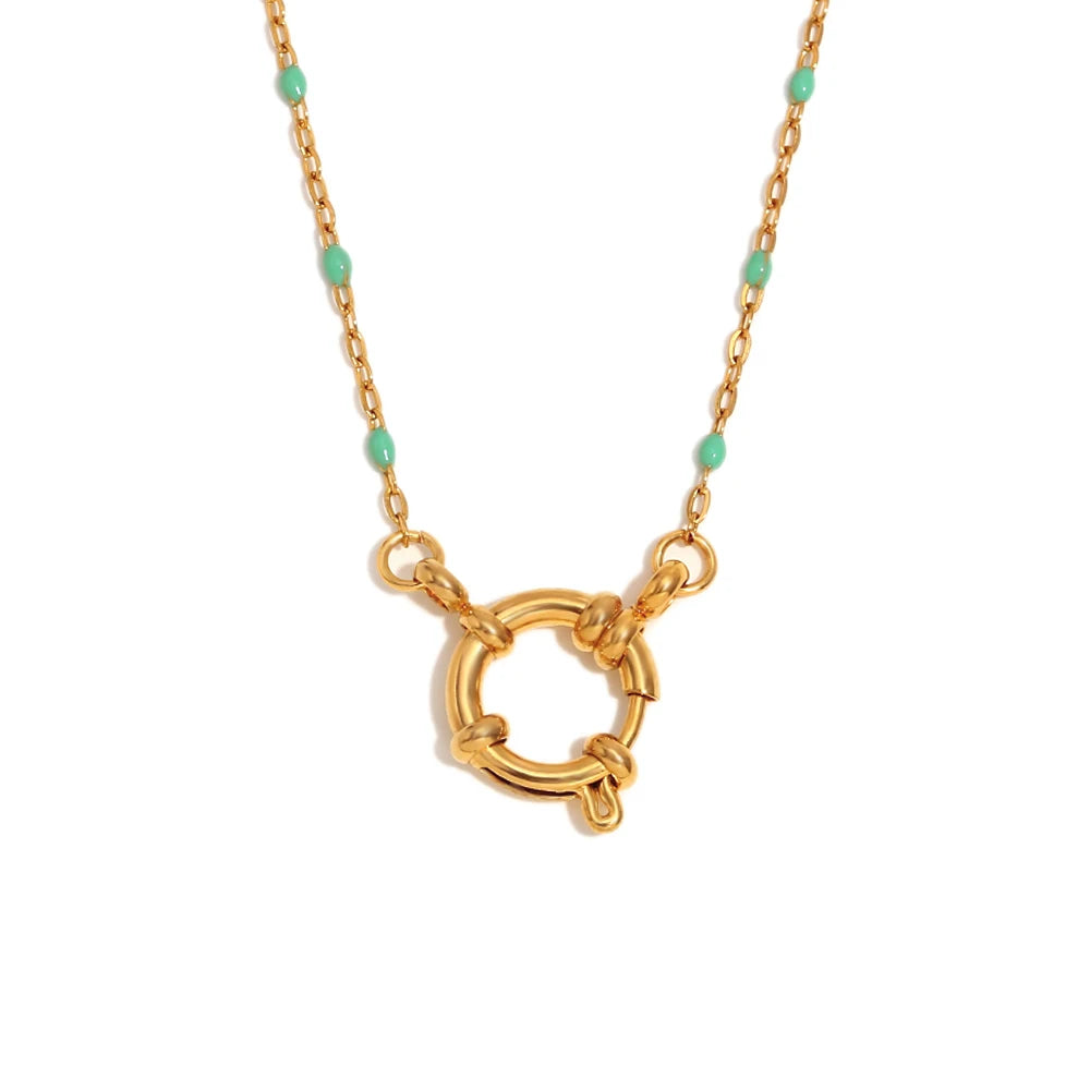 ChooseMe Clip Oil Drop Beads Spring Buckle Necklace