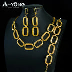 ChooseMe Premium Wedding Jewelry Set 21k Gold Plated Mid East Hip-hop Necklace Bracelet Earrings Dubai Women Vintage Jewelry