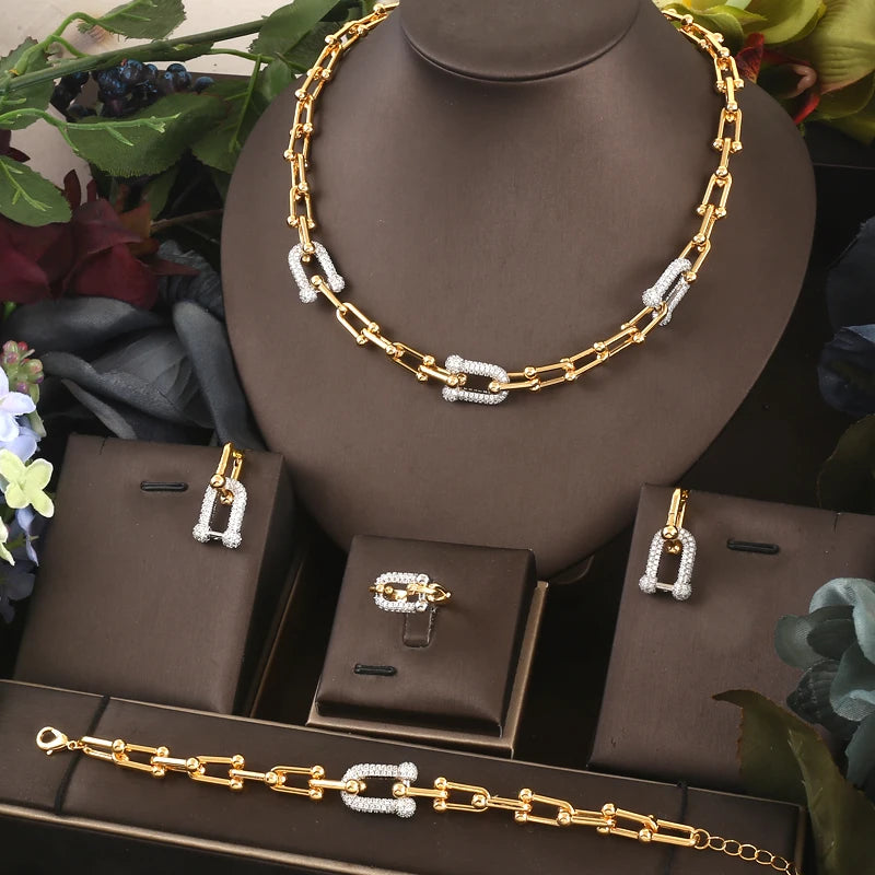 ACCKINGTrendy Fashion3PCS Luxury Waterdrop Indian Jewelry Sets For Women Wedding Party Indian Dubai Bridal jewelry Set