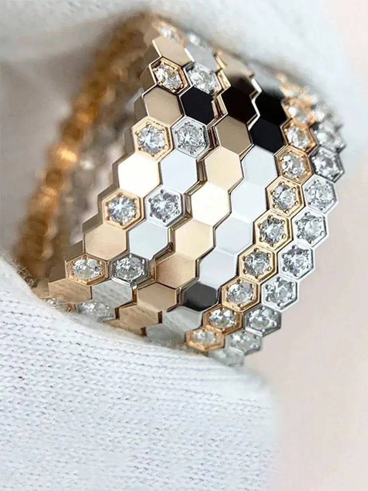 925 Sterling Silver Geometric Zircon Vintage Fine Jewelry Ring