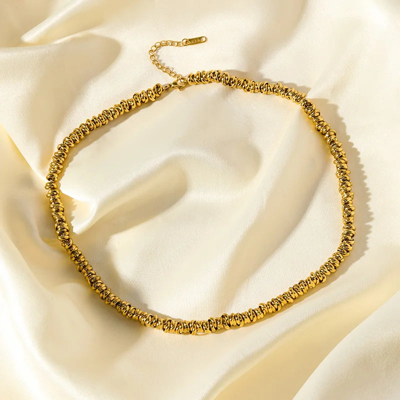 EILIECK 316L Stainless Steel Metal Gold Color Chain Necklace Bracelet Set For Women Fashion Punk Waterproof Jewelry Lady Gift
