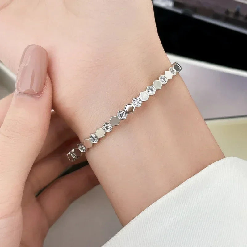 Silver & Honeycomb Gold Luxury Designer Bracelet