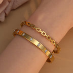 XB-041 Stainless Steel Gold-Plated Openwork Zirconia Bracelet