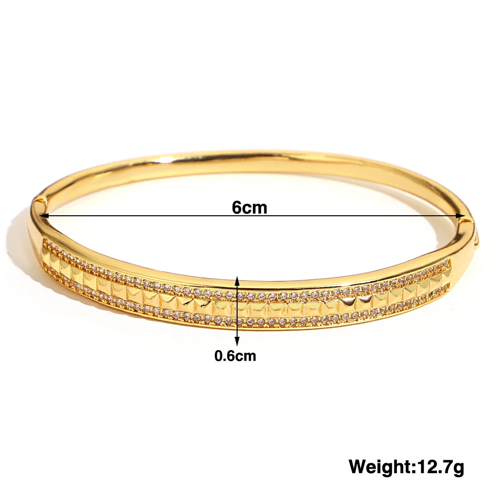 Trendy Gold-Plated 316L Stainless Steel Cubic Zirconia Bangle
