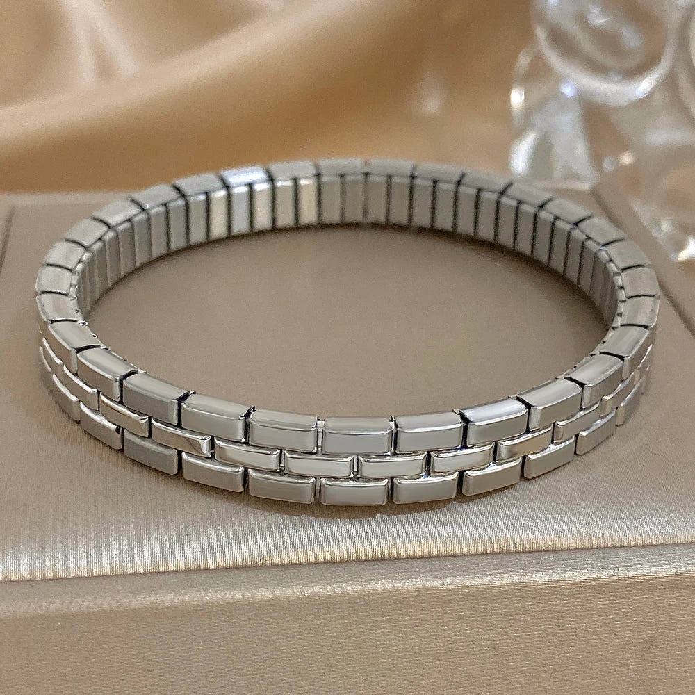 Greatera Five-layer 10mm Beaded Men's Bracelet Two Tone Classic Stainless Steel Band Series Watch Chain Bangle Jewelry For Women