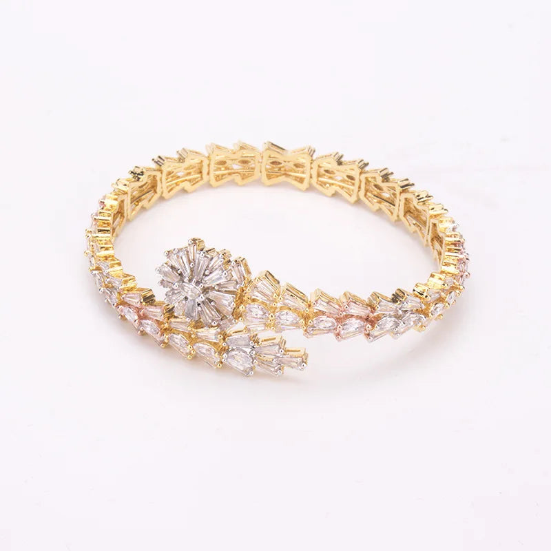 Fashion Luxury Geometry Cubic Ziron Classic Bracelets Engagement Bridal Finger Rings Jewelry copper Lady Gift