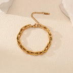EILIECK Waterproof Stainless Steel Geometric Link Chain Bracelet Bangle Statement Metal Polished 18K PVD Plated Stylish Jewelry