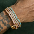 ZAKOL 4 Colors Blue Turquoise Round CZ Zircon Inlaid Bracelet for Women Wavy Slim Bangles Trendy Exquisite Jewelry Gifts