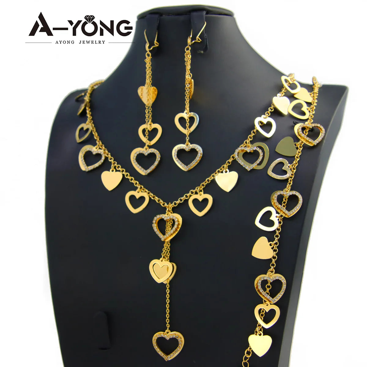 Luxury Dubai Gold Plated Necklace Set 21k Gold Color Italian Fashion Tassel Chokers Saudi Muslim Women Wedding Jewelry