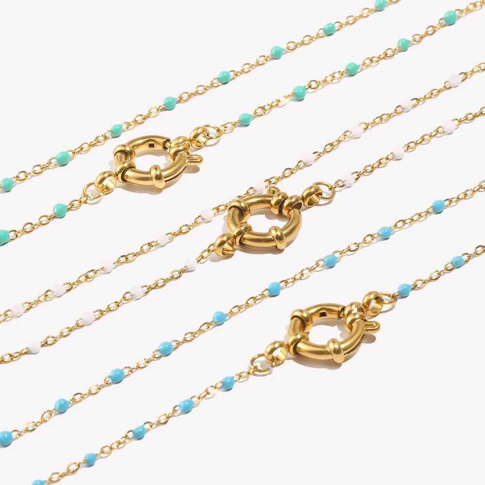 ChooseMe Clip Oil Drop Beads Spring Buckle Necklace