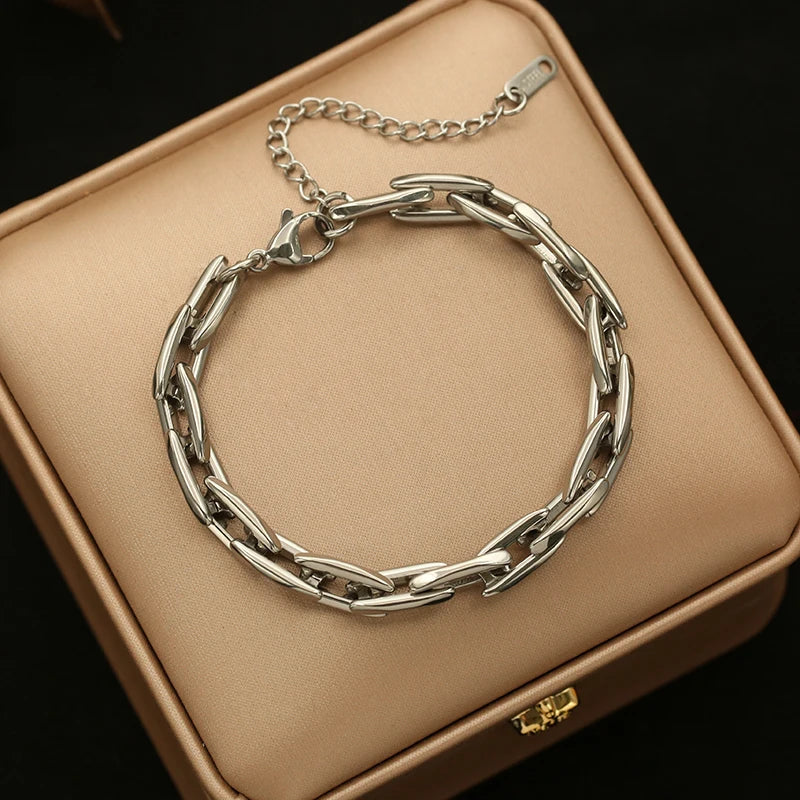 EILIECK 316L Stainless Steel High Quality Handmade Chain Necklace Bracelet Set Gift for Women New Fashion Waterproof Jewelry