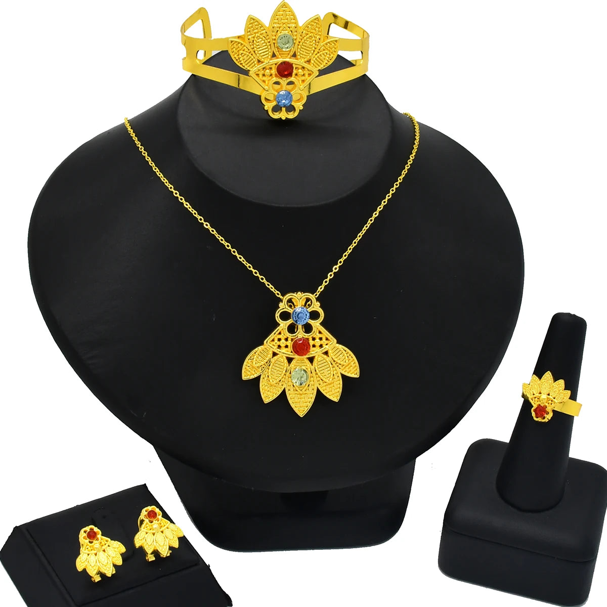 ANIID Nigeria Butterfly Cystal Jewelry Sets For Lady Wedding Ethiopian 24K Gold Color Necklace And Earing Jewellery Dubai Gift