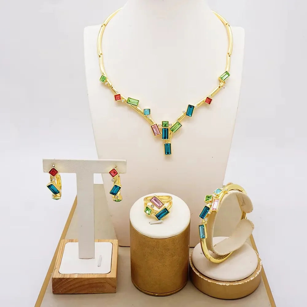 Brazilian Gold Flower Dubai Jewelry Set