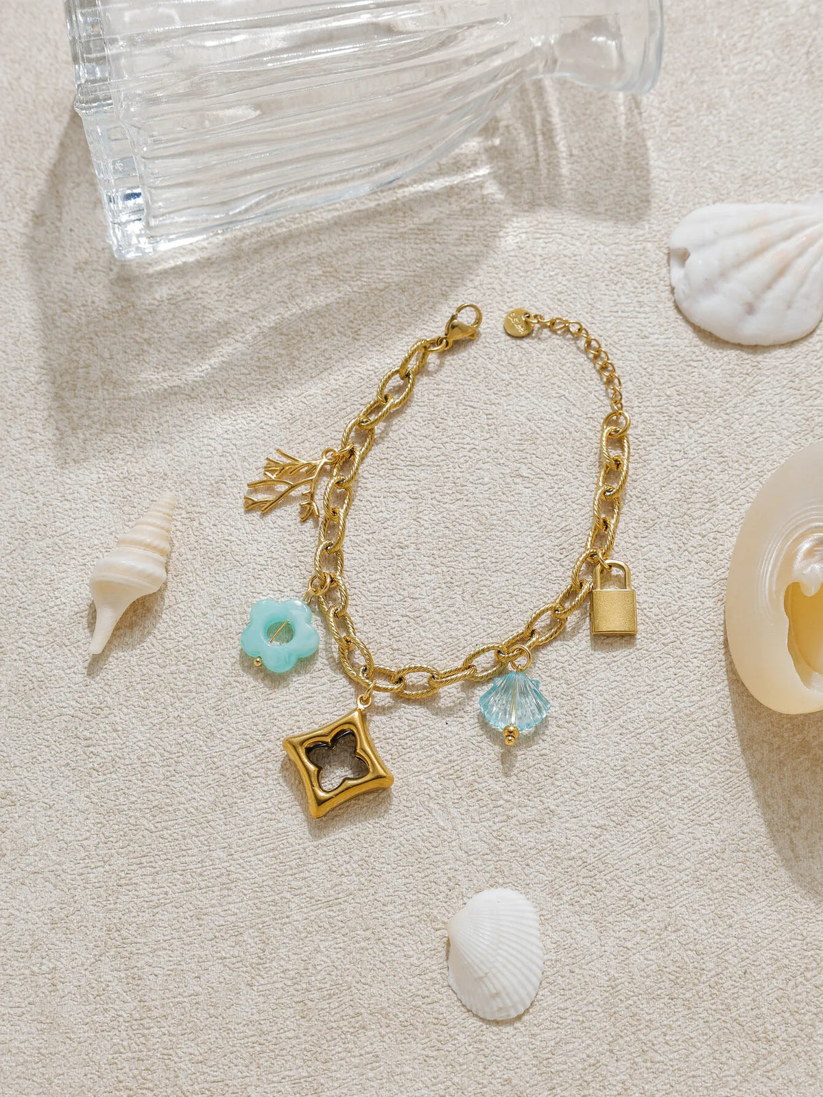 Minimalist Retro Turquoise Star Charm Bracelet