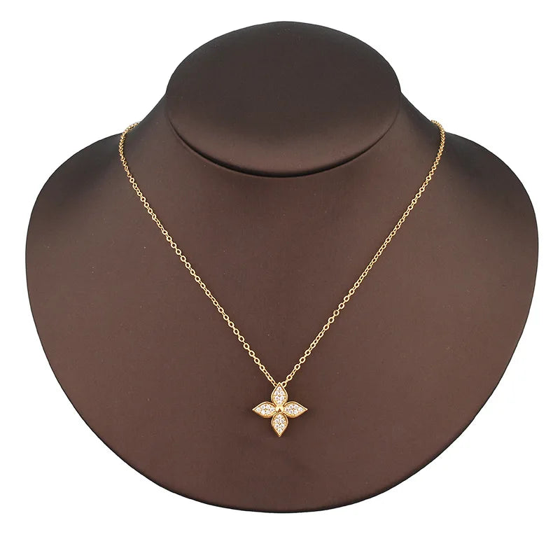 Classic Copper Luxurious Cubic Ziron Women Pendant Choker Necklace Statement Necklace Lady Fashion Earring Lady Ring Gift