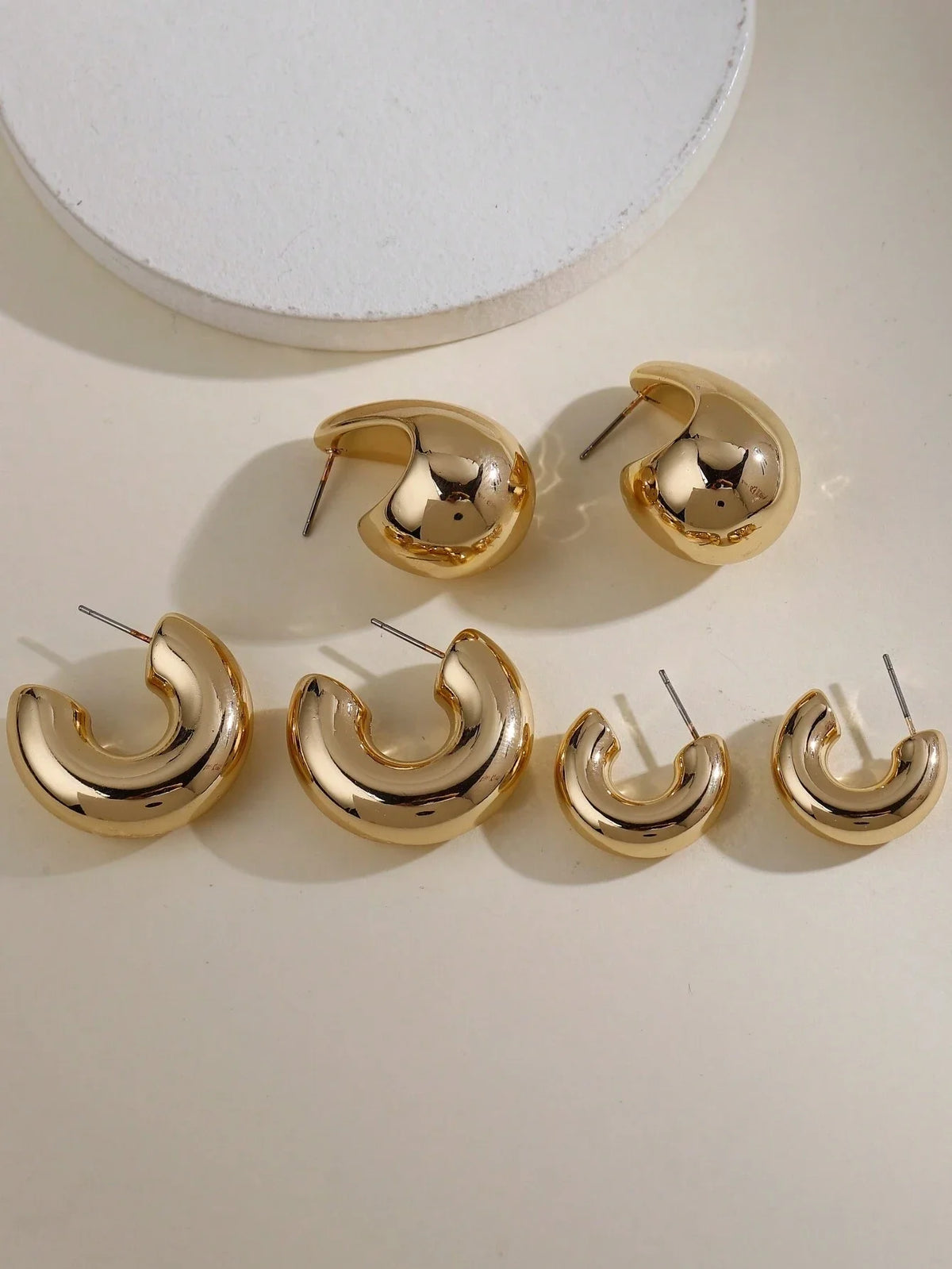 Classic Twist Gold-Color Earring Set, 12 Pcs/Set