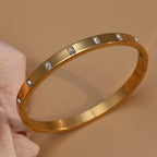 XB-041 Stainless Steel Gold-Plated Openwork Zirconia Bracelet