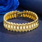 Retro European Coin Gold-Plated Wide Watch Chain Bracelet