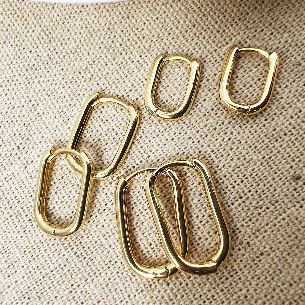 Minimalist Geometric Copper Metal Hoop Earrings Set, 6 Pcs/Set