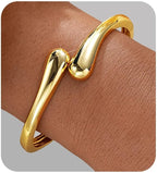 Gold Bangle Bracelets for Women Teens Trendy Chunky Adjustable Twist Cuff Bracelet Jewelry Gifts