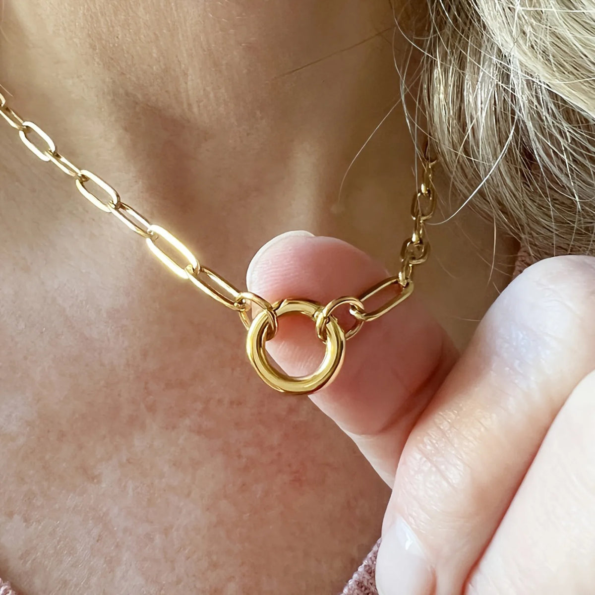 Simple Circle Thick Chain Necklace Women | Stainless Steel Gold Necklace | Anti-Fade Design | Daily Party Minimalist Accessories