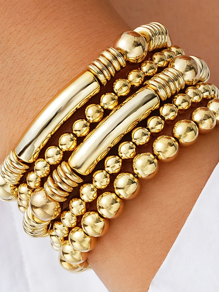 Vintage Minimalist Handmade Beaded Bracelet Set, 7 Pcs/Set