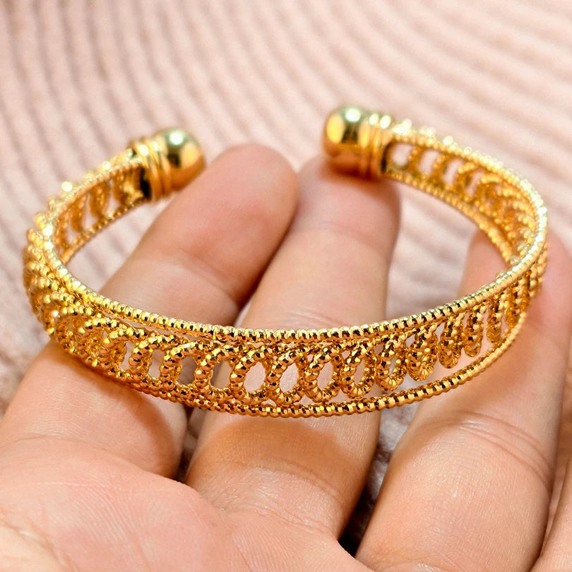 Dubai Charm 24k Gold Plated Bangles For Baby Child Arabic Bridal African Indian Bracelet Nigerian Wedding Hand Jewelry