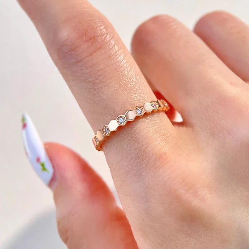 925 Sterling Silver Geometric Zircon Vintage Ring