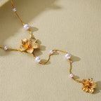 Elegant Long Tassel Imitation Pearl Flower Necklace