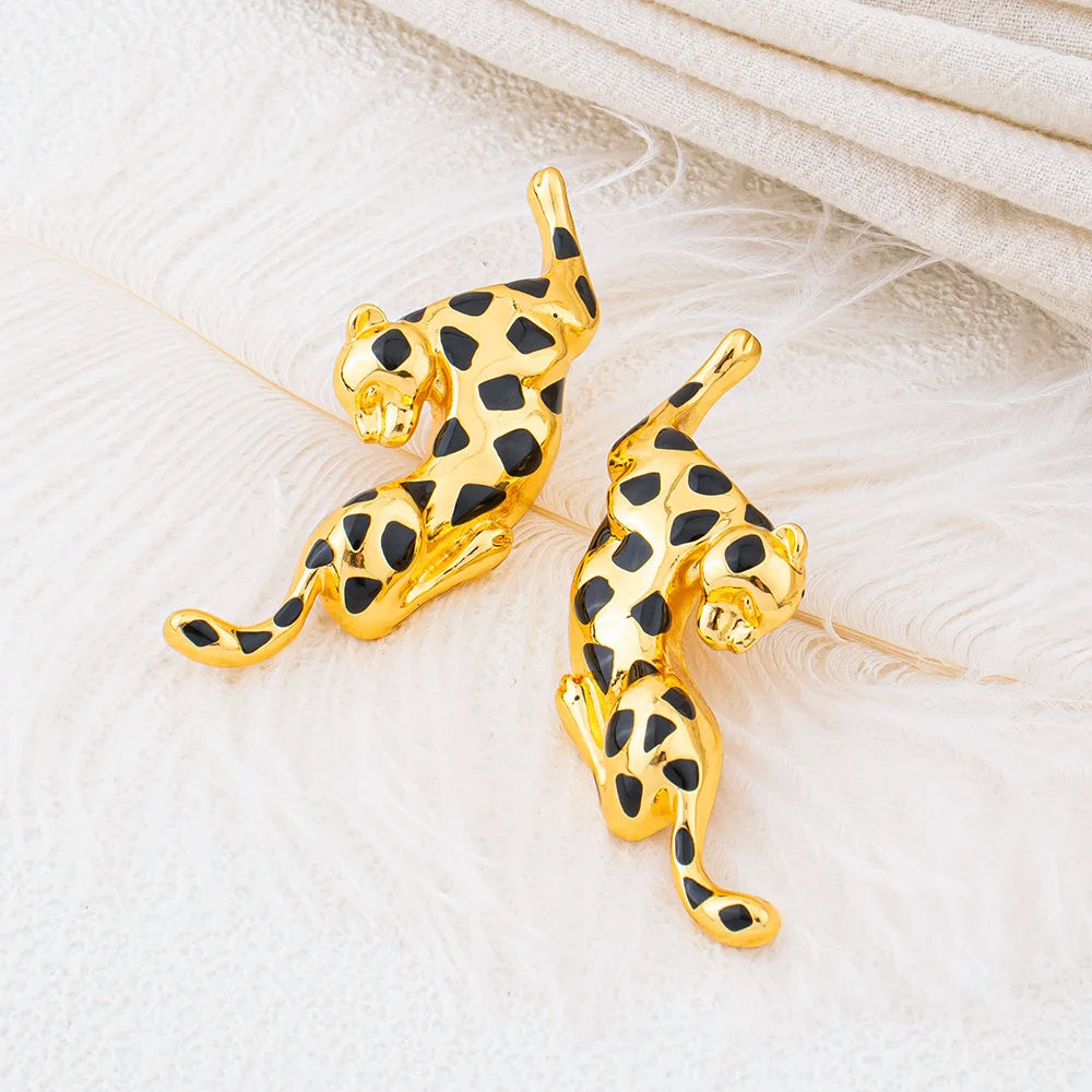 Original Jewelry Set African Leopard Necklace Earrings 18K Gold Plated Animal Shape Bracelet Ring Dubai Wedding Jewelry Gifts