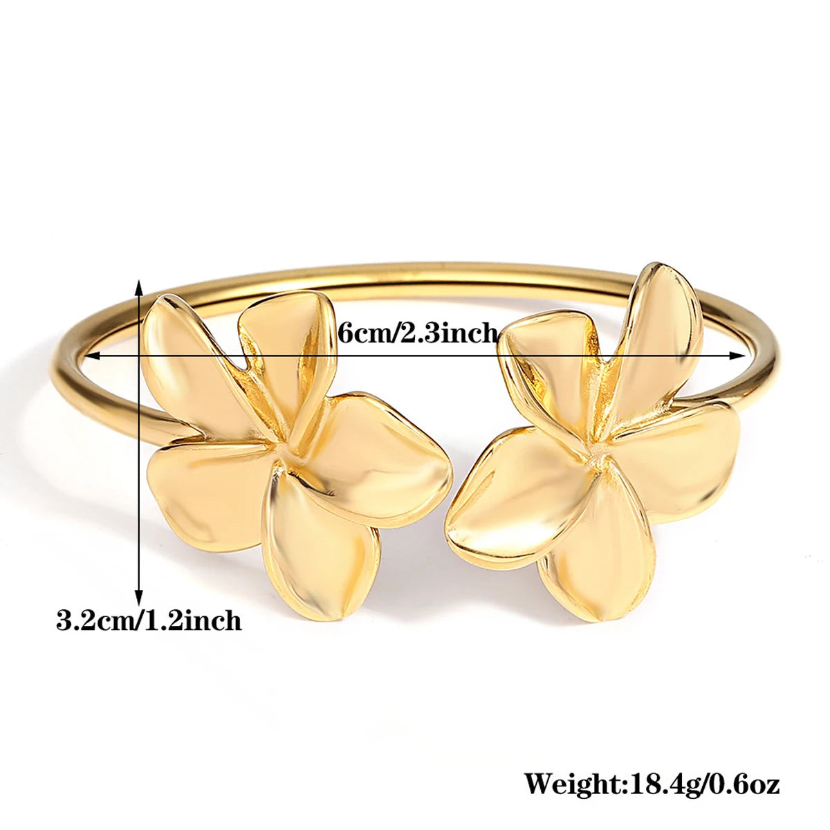 Vintage Elegant Gold Flower Cuff Bracelet
