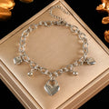 EILIECK 316L Stainless Steel Metal Heart Beads Charms Necklace Bracelet Set For Women Fashion Statement Waterproof Jewelry Gift