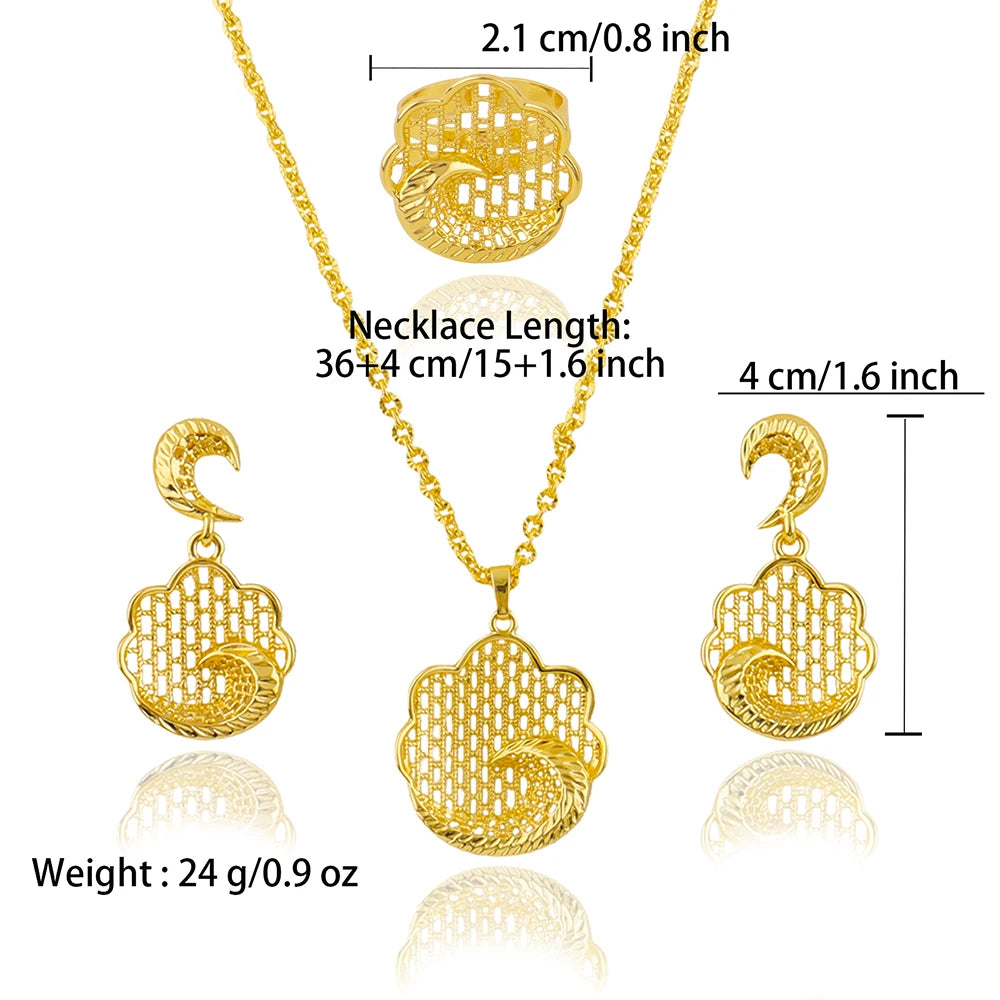 dubai 18k gold color jewelry set for woman wedding party necklace earrings sets indian jewelry set free shipping Wholesale