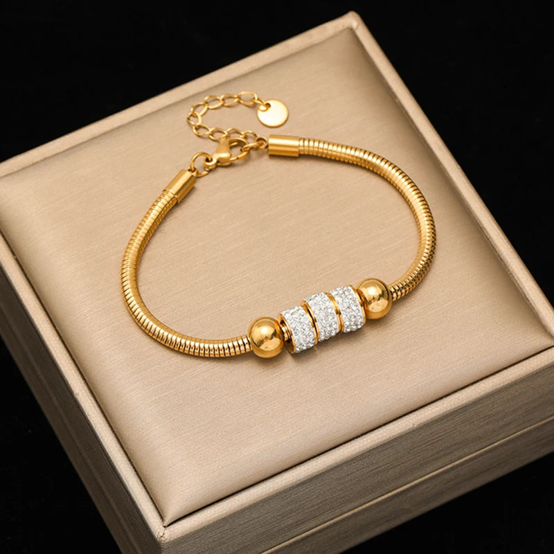 EILIECK Stainless Steel Gold Color Chain Bracelet Bangle For Women New Anti-Fading Fashion Jewelry Suitable for Daily Layering