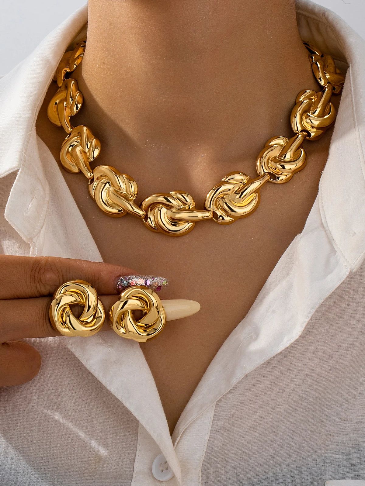 ChooseMe Summer Luxury High-End Women's Metal Jewelry Set