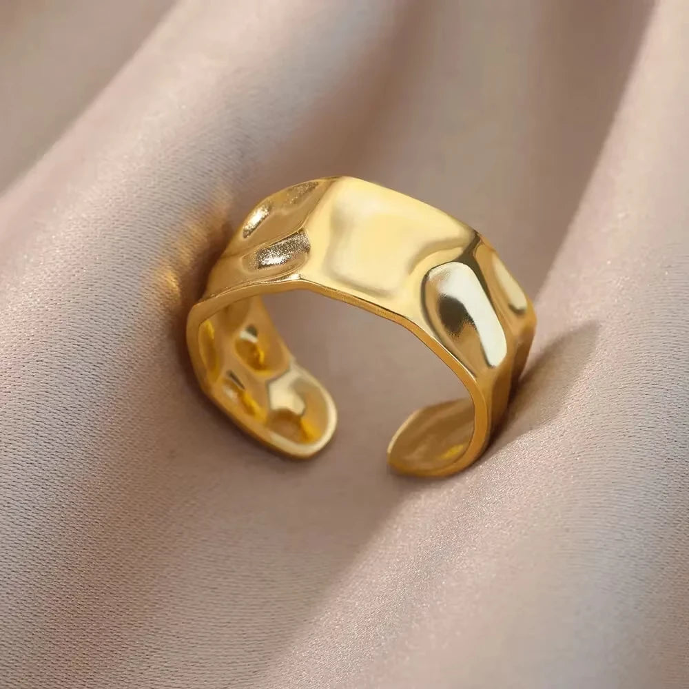 Stainless Steel Chunky Wide Geometric Open Ring