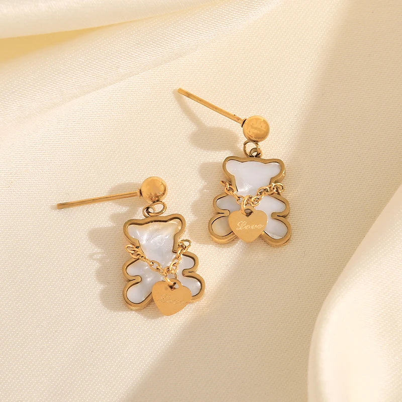 EILIECK Exquisite Butterfly Green Zirconia Dangle Earrings 18K Gold-plated Stainless Steel Women's Trendy Holiday Accessories
