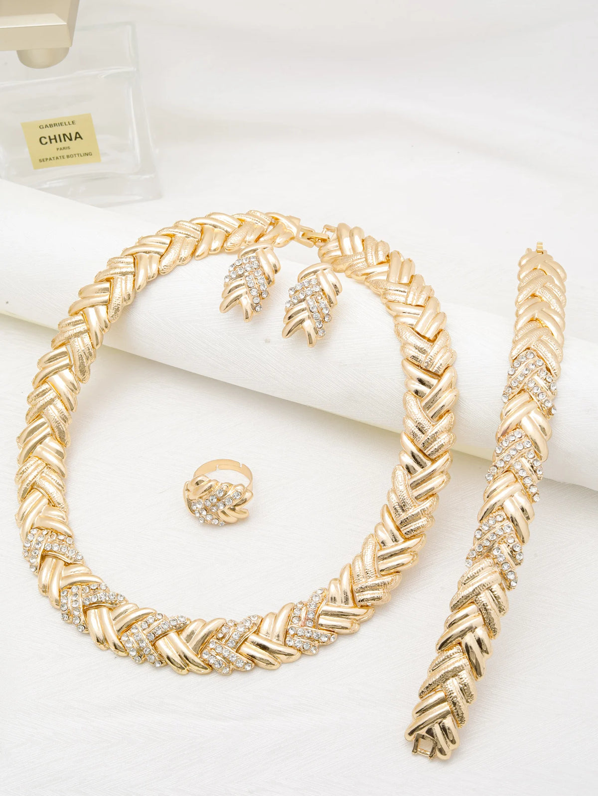 ChooseMe Luxury Gold-Plated 4-Piece Necklace, Earrings, Bracelet & Ring Set