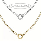 Collier Femme Chaîne Épaisse Cercle Simple | Collier en Acier Inoxydable Or | Design Anti-Décoloration | Accessoires Minimalistes pour Fête Quotidienne