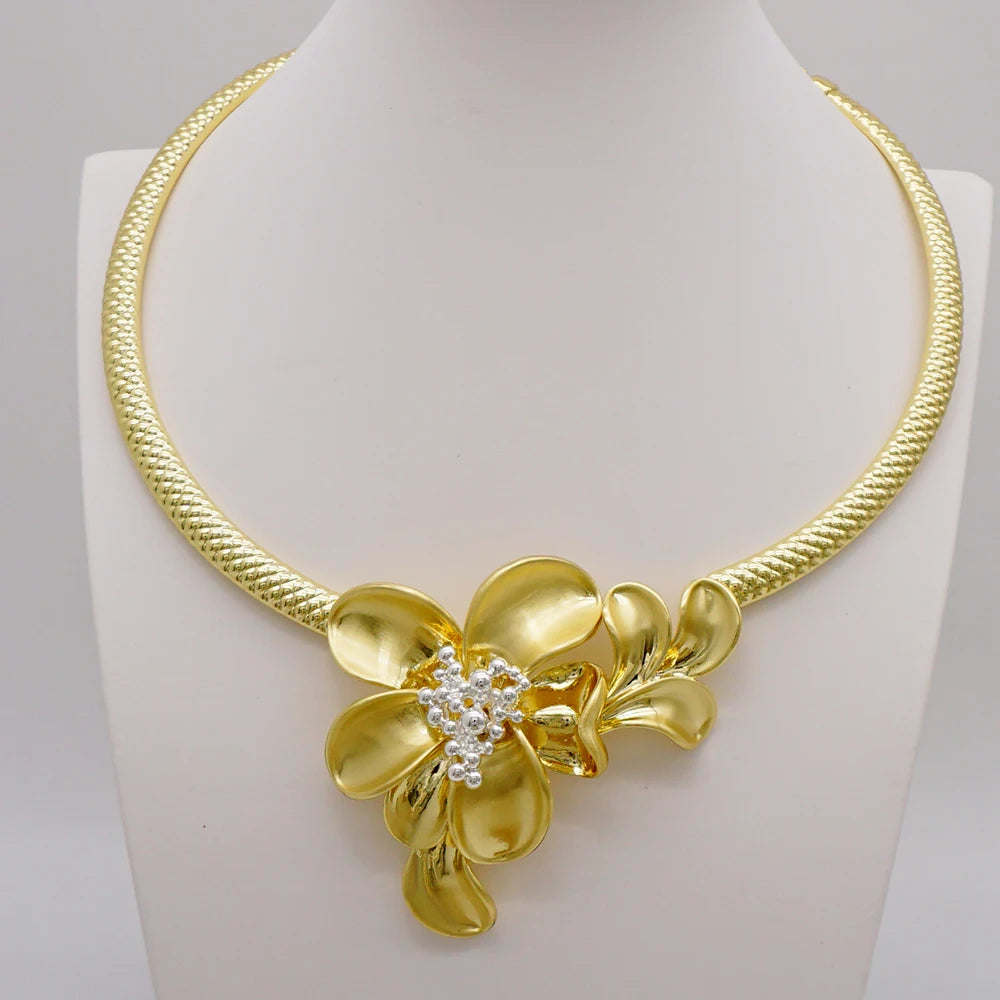 Brazilian Gold Flower Dubai Jewelry Set