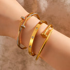 Elegant Nail Stainless Steel Stacked Bracelets for Women Luxurious Fashionable Jewelry for Parties Banquets