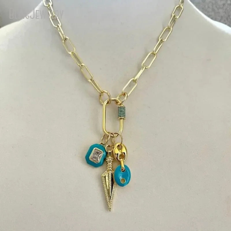 10 colliers ras-de-cou en acier inoxydable avec chaîne trombone et fermoir mousqueton, bijoux pour femmes avec breloque cadenas, tirette de canette de soda et grain de café