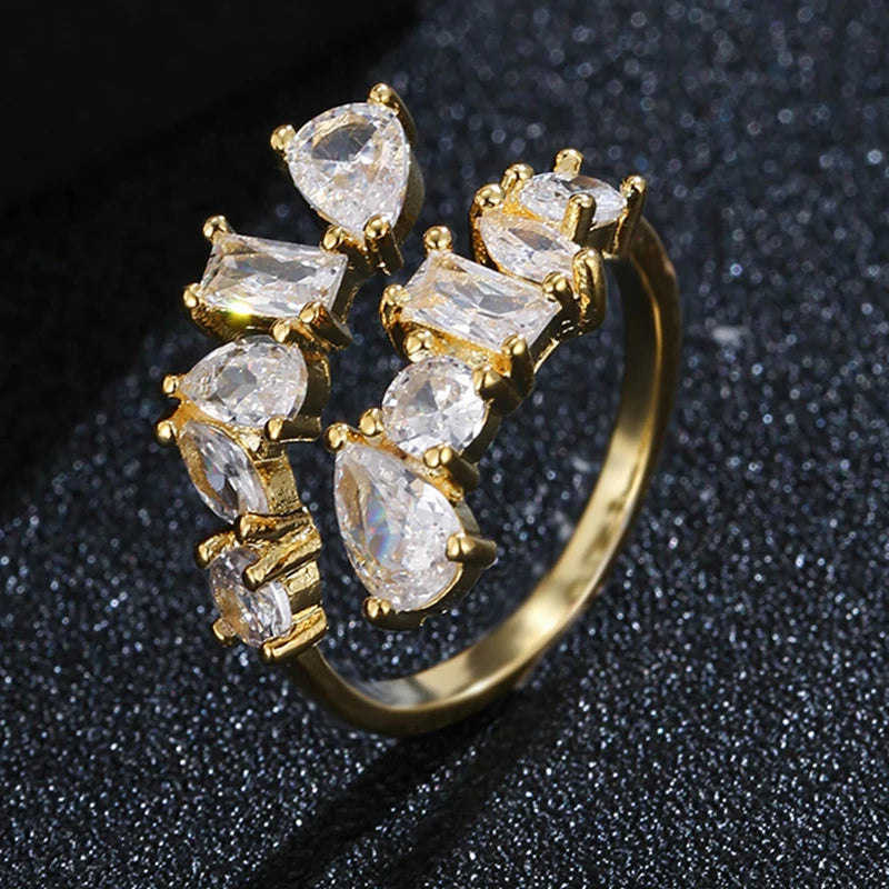 ChooseMe Square CZ Paved Austrian Zircon Engagement Ring