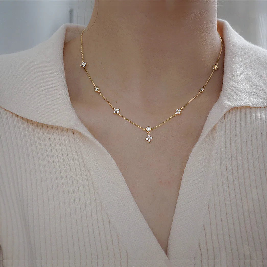 Stainless Steel Waterproof Temperament Pearl Chain Choker Necklace