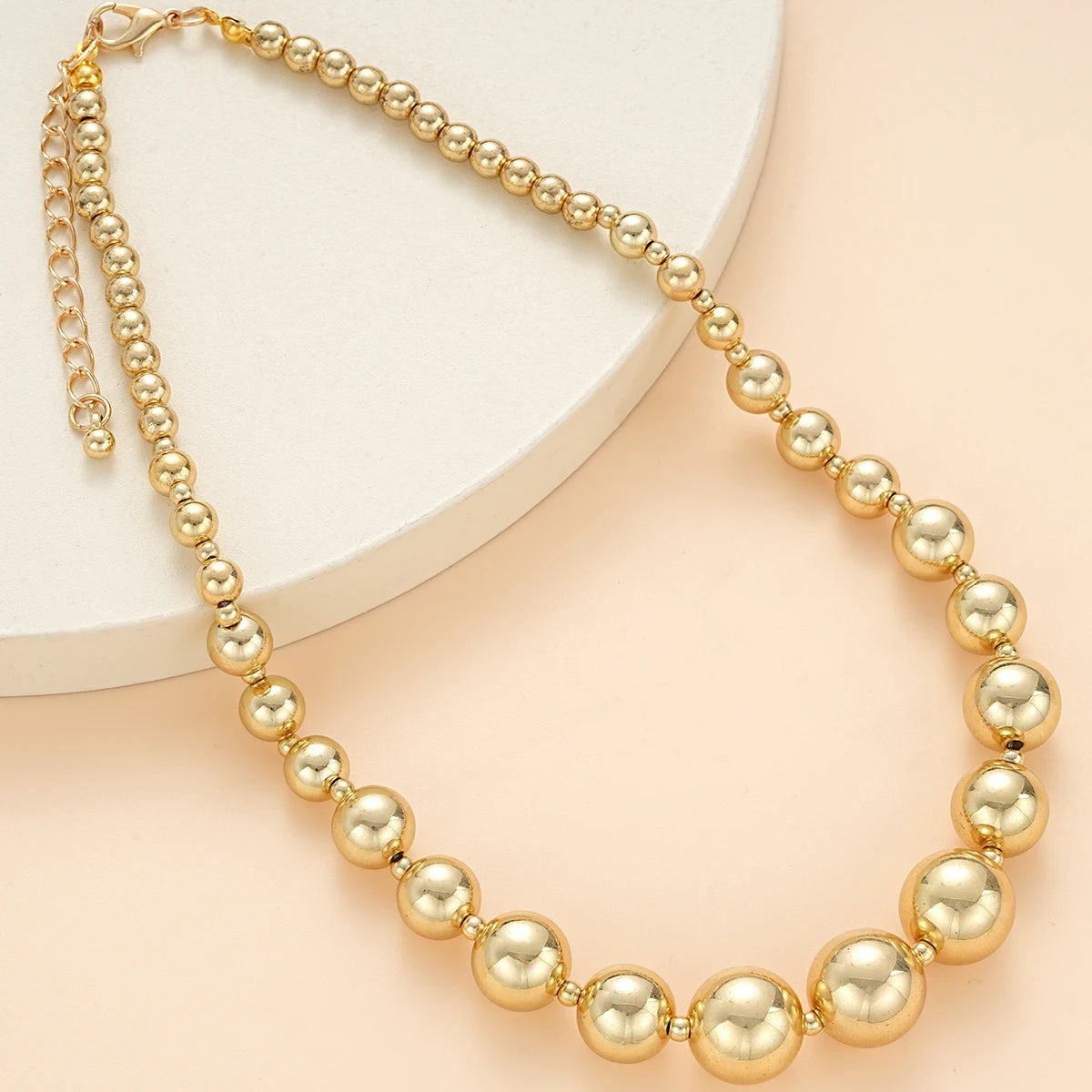 Punk Gold Color Beaded Chain Jewelry Set, 4 Pcs/Set