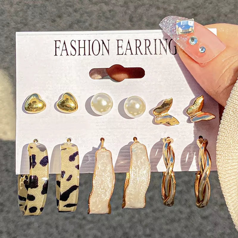 Gold Pearl Geometric Hoop Earrings