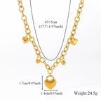 EILIECK 316L Stainless Steel Metal Heart Beads Charms Necklace Bracelet Set For Women Fashion Statement Waterproof Jewelry Gift