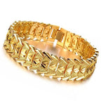 Retro European Coin Gold-Plated Wide Watch Chain Bracelet