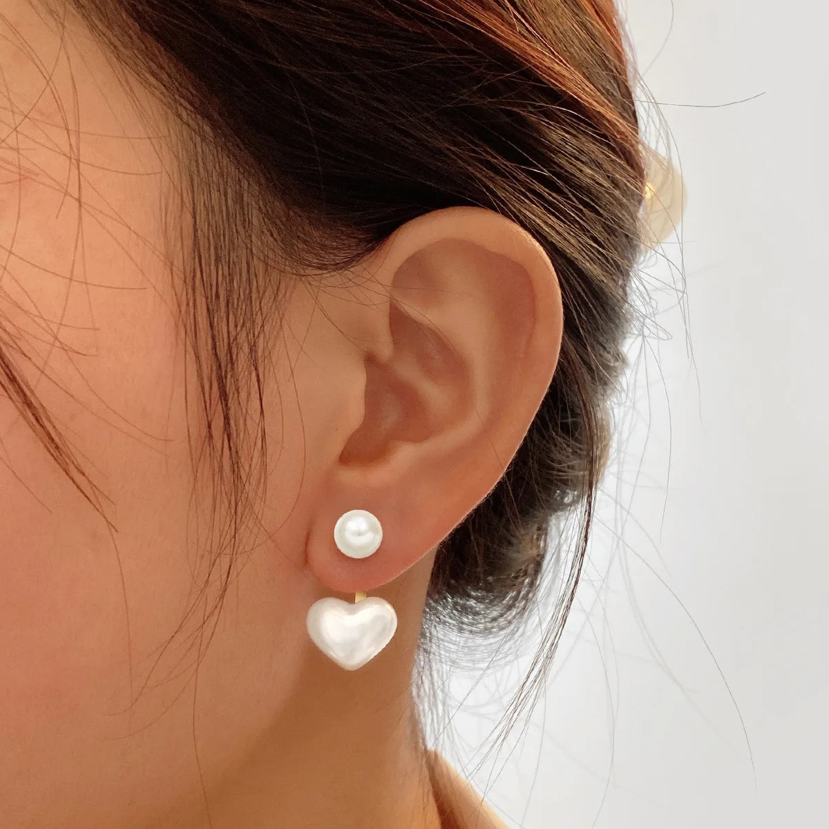 Korean Elegant Light Luxury Heart Dangle Earrings