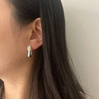 French Two-Tone Geometric Water-Drop Zircon Earrings